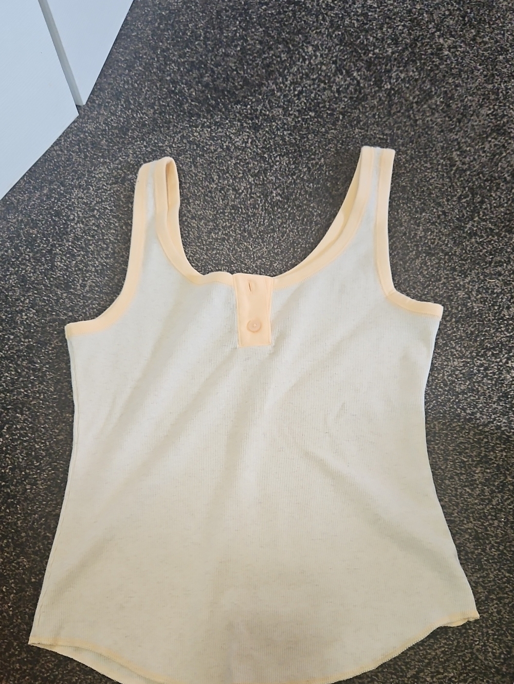 AERIE Women's Cream Tank Top with Peach Trim